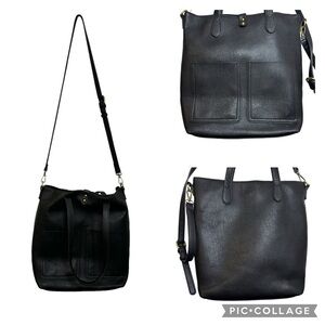 Antik Kraft Black faux leather tote purse shoulder bag womens